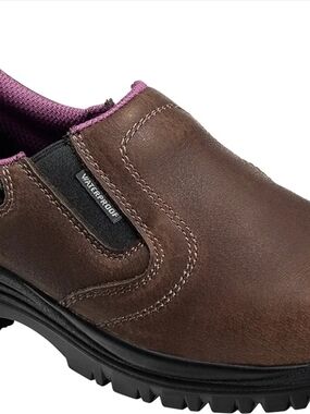 Women’s Waterproof Brown Slip-On Loafer with Purple Lining